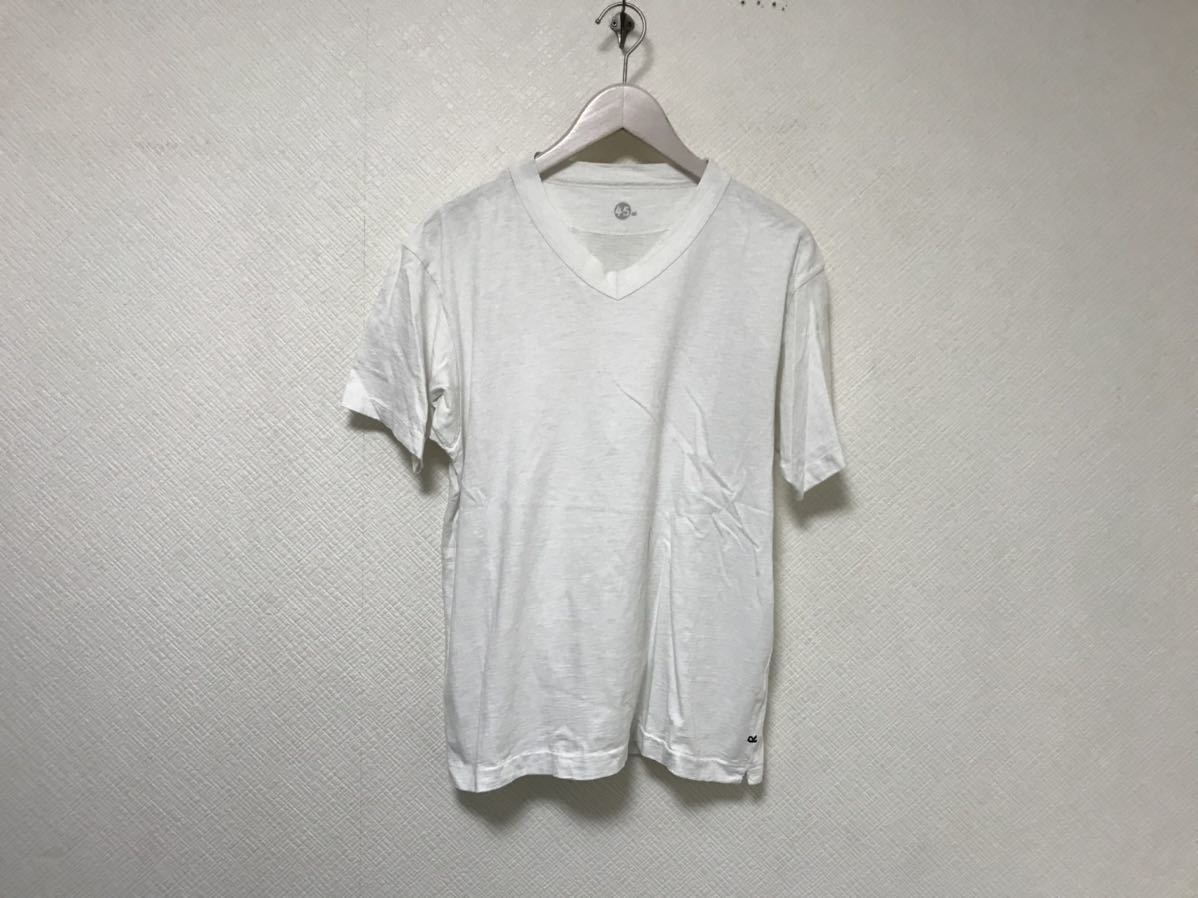 本物ヨンジュウゴアールピーエム45rpmコットン無地スラブVネック半袖TシャツメンズアメカジサーフビジネススーツL日本製白ホワイト3_画像1
