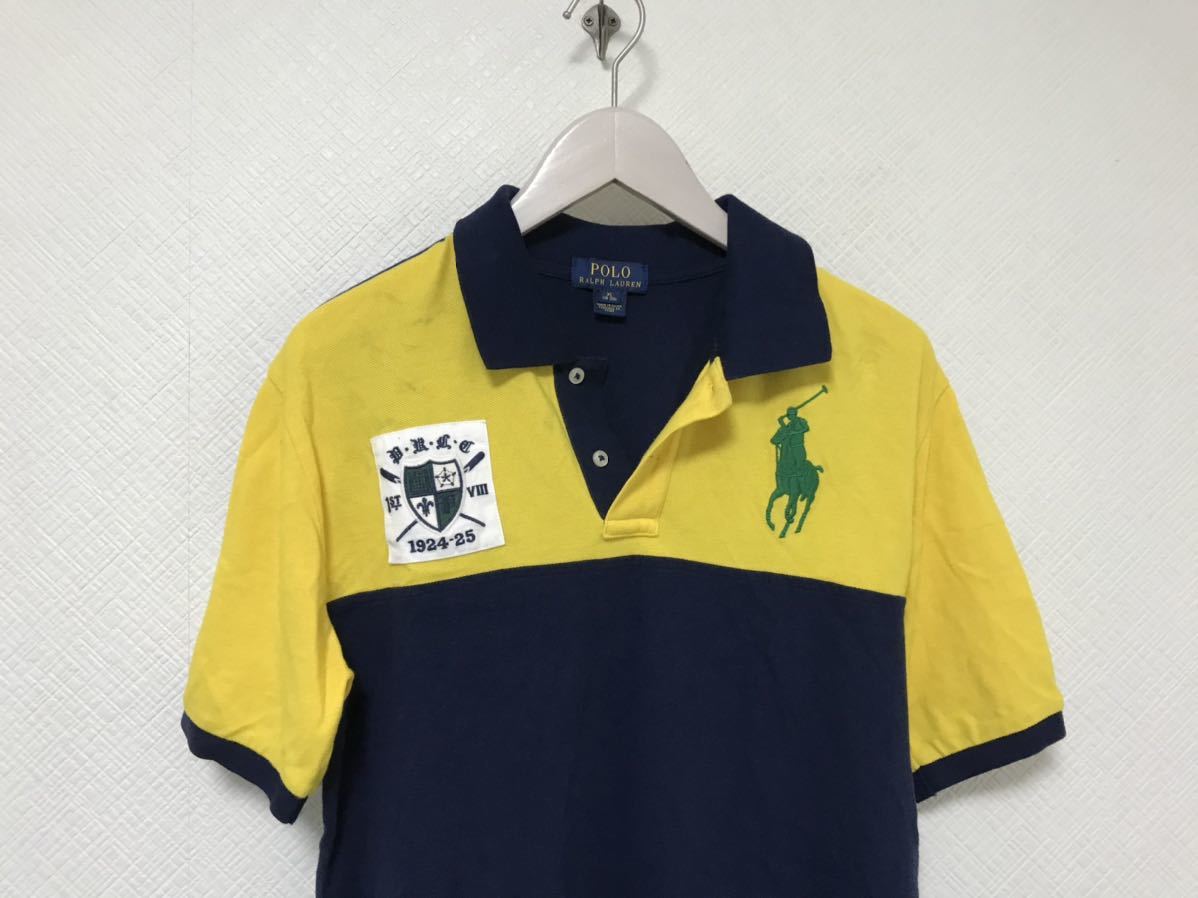 本物ポロラルフローレンPOLO RALPH LAURENコットンビッグポニー半袖ポロシャツメンズサーフアメカジミリタリースーツビジネスXL紺ネイビー