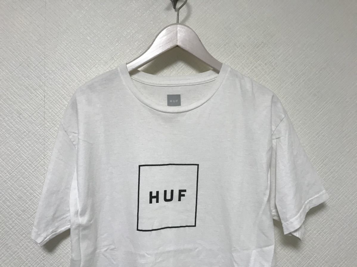 本物ハフHUFコットンロゴプリント半袖TシャツメンズサーフアメカジミリタリービジネススーツストリートM白ホワイトメキシコ製_画像2