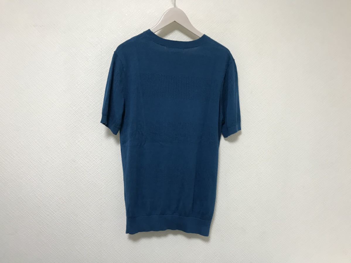 本物キャサリンハムネットHAMNETTコットンニット半袖TシャツメンズサーフアメカジミリタリービジネスL青ブルーセーター_画像3