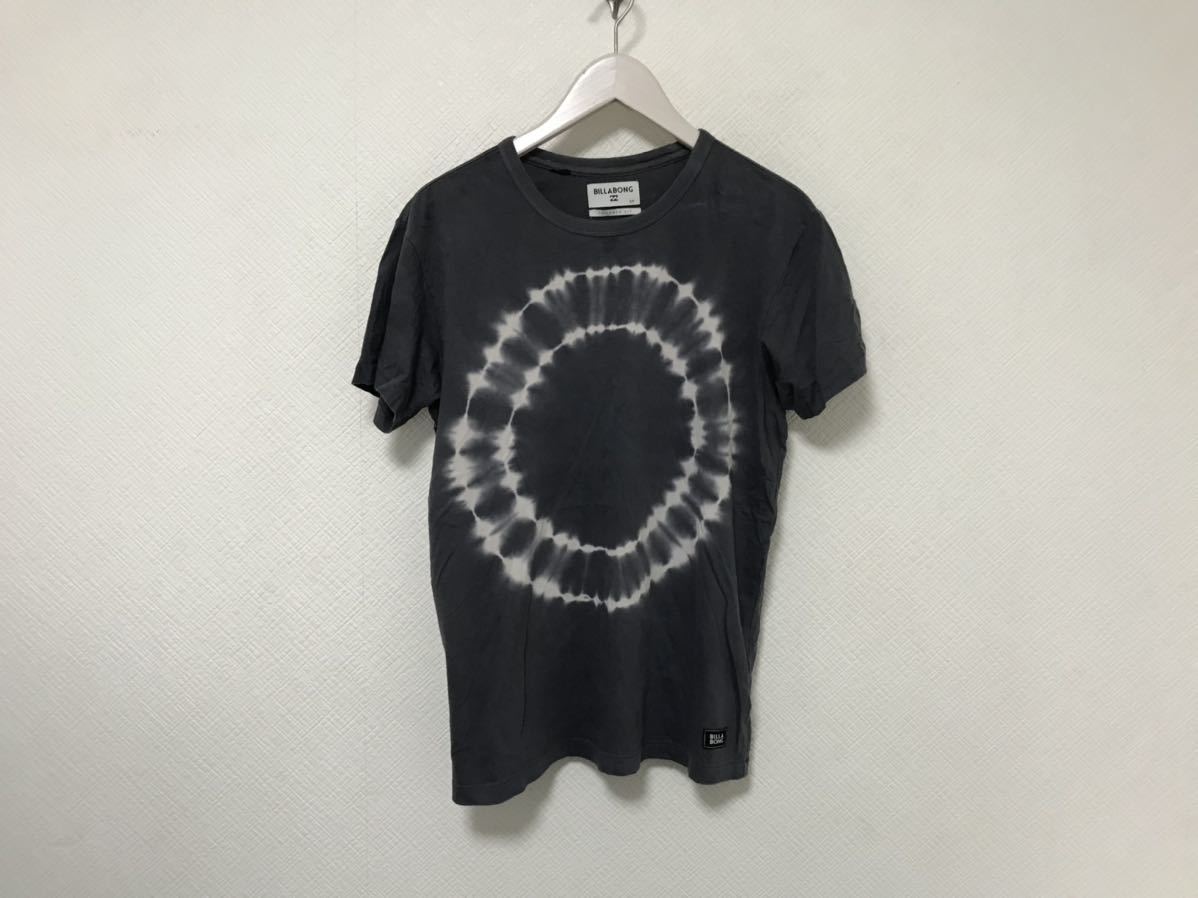 本物ビラボンBILLABONGコットンムラ染め柄半袖TシャツメンズサーフアメカジミリタリービジネスグレーSインド製_画像1