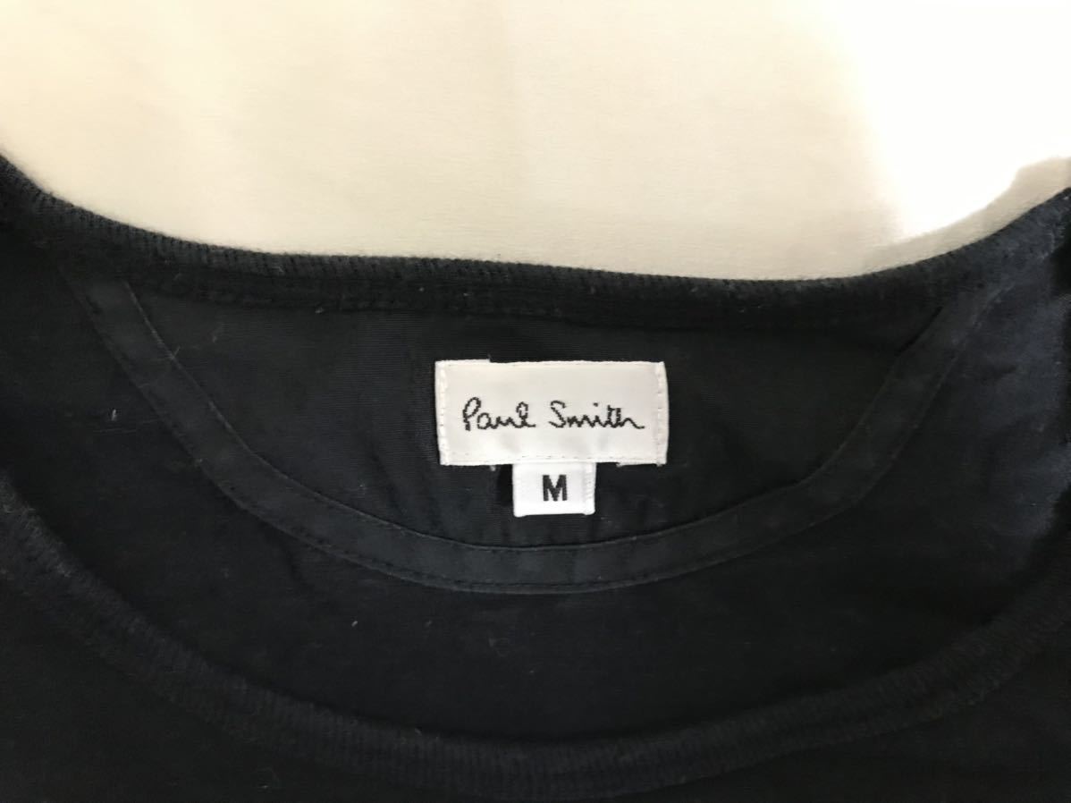 本物ポールスミス PAULSMITHコットンプリント半袖Tシャツメンズサーフアメカジミリタリービジネススーツ黒ブラックM日本製_画像4