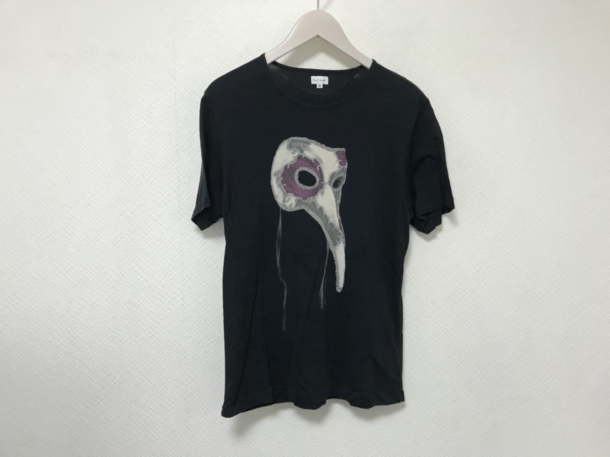 本物ポールスミス PAULSMITHコットンプリント半袖Tシャツメンズサーフアメカジミリタリービジネススーツ黒ブラックM日本製_画像1