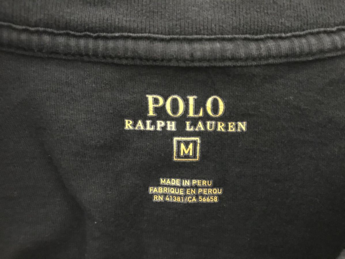 本物ポロラルフローレンPOLO Ralph Laurenロゴプリントコットン長袖TシャツロンTレディースサーフアメカジミリタリービジネススーツ黒M