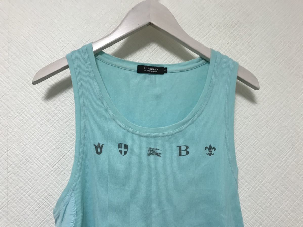 【BURBERRY】ブラック タンクトップTシャツ/関税送料込み 本物バーバリーブラックレーベルBURBERRYコットンプリントタンク