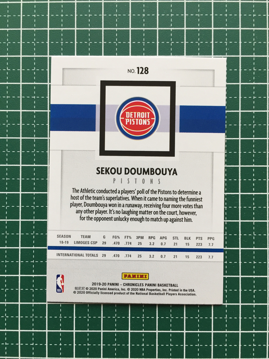 ★PANINI 2019-20 NBA CHRONICLES #128 SEKOU DOUMBOUYA［DETROIT PISTONS］ベースカード「PANINI」ルーキー RC★_画像2