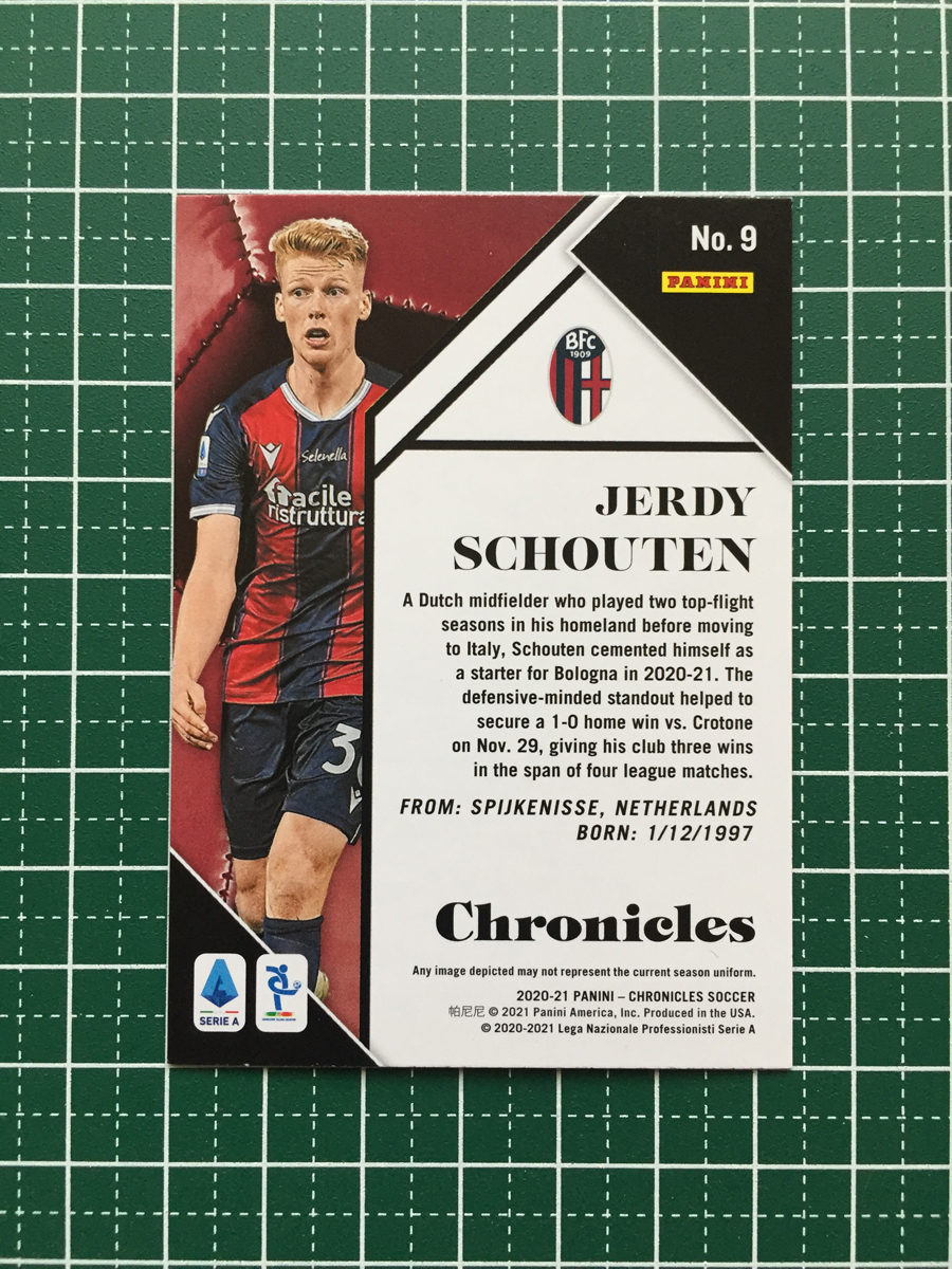 ★PANINI 2020-21 CHRONICLES SOCCER #9 JERDY SCHOUTEN［BOLOGNA FC］「CHRONICLES SERIE A」ルーキー RC★_画像2