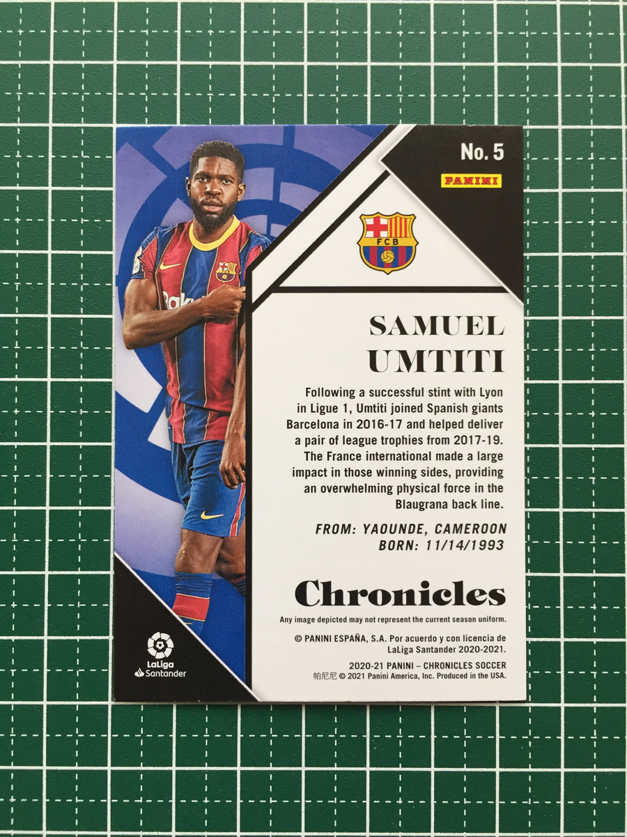 ★PANINI 2020-21 CHRONICLES SOCCER #5 SAMUEL UMTITI［FC BARCELONA］「CHRONICLES LA LIGA」SILVER パラレル版★_画像2