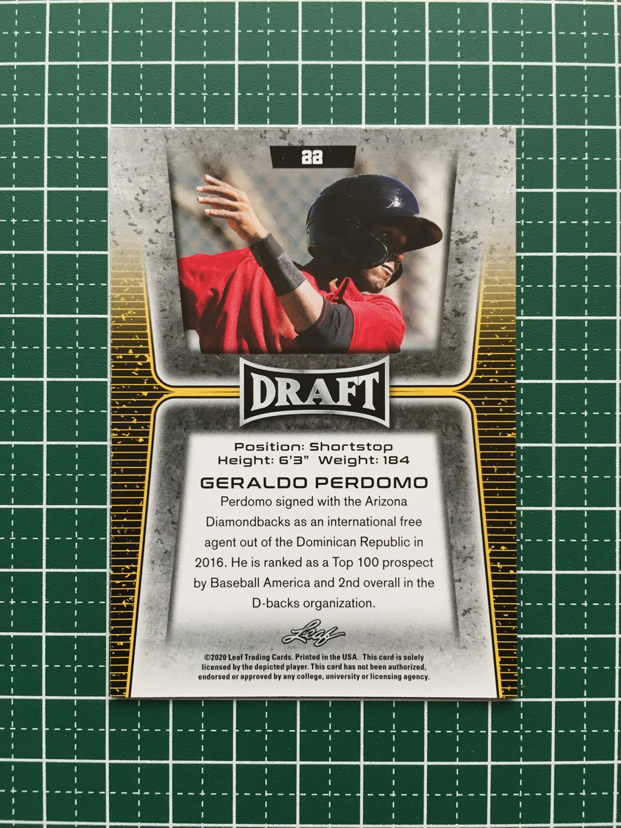 ★LEAF MLB 2020 DRAFT BASEBALL #22 GERALDO PERDOMO ベースカード ルーキー「XRC」20★_画像2