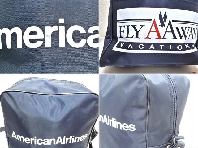 80’ｓ ビンテージ American Airlines アメリカン航空 エアラインバッグ USA製 かばん ビニール製 Bag 紺色 収納 小旅行に トラベル _画像6