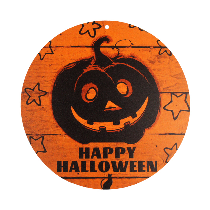 ハロウィン 丸型 サイン プレート (C) Halloween Wooden SignPlate 木製 飾り 玄関 装飾 インテリア 壁掛け イベント【メール便OK】_画像1