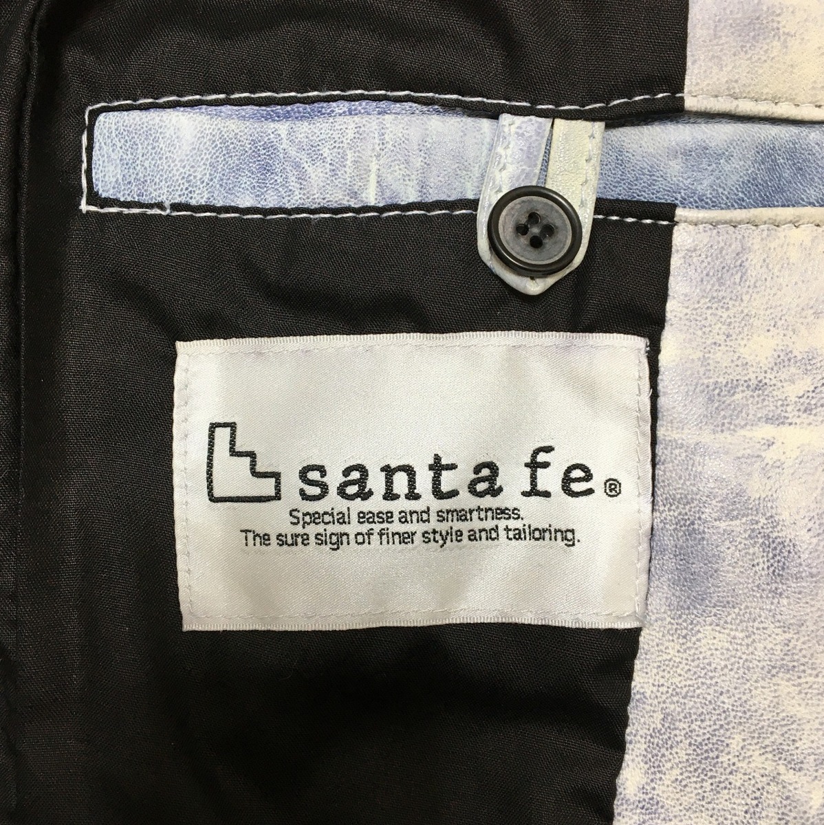 特別セール！新品同様 定価120,000円 santafe サンタフェ 高級 本革ラムレザー ジャケットコート 48 羊革 ビンテージ加工 ブルー系 メンズ_画像7