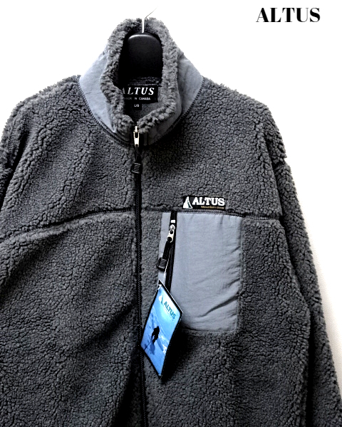 L 未使用【ALTUS Fleece Jacket Boa Jacket MADE IN CANADA Gray アルタス ボアジャケット カナダ製 パイル フリース レトロ グレー】_画像1