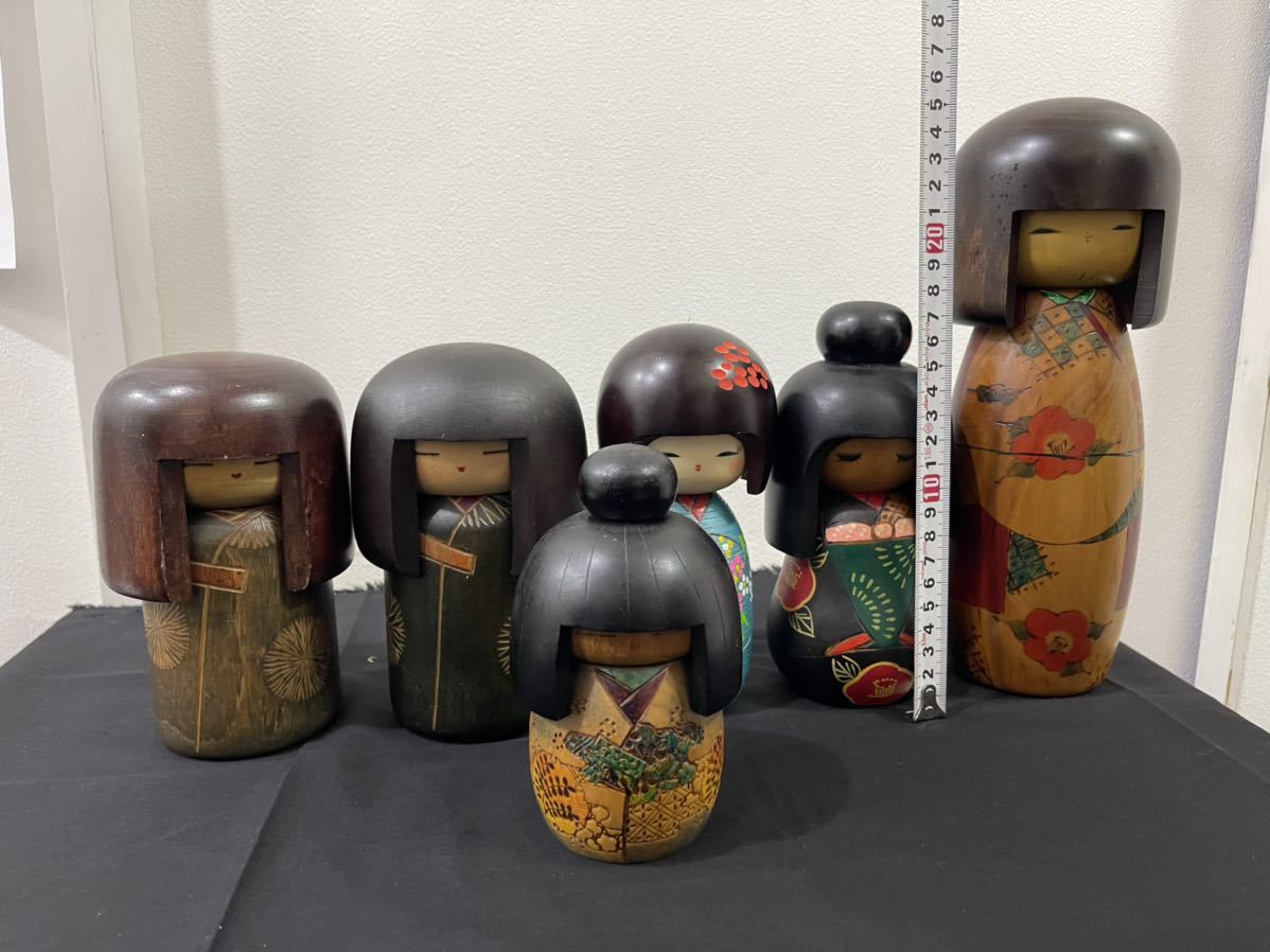 1円〜こけし 卯三郎こけし 伝統こけし 人形 木製 骨董品 郷土玩具 昭和レトロ 6点セット 通産大臣賞 受賞 卯三郎 伝統工芸