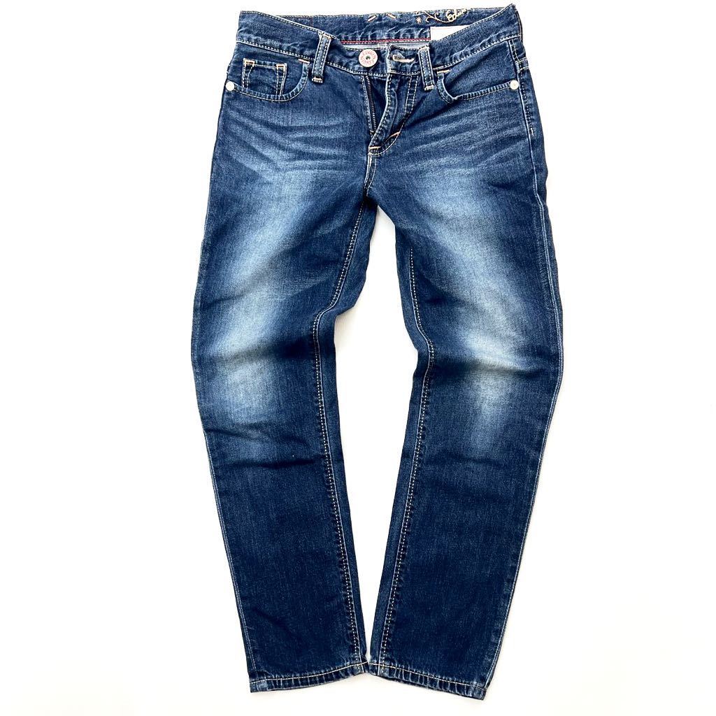  Edwin * EDWIN MX447 Denim pants jeans tapered Silhouette stretch less S indigo color .. feeling . highest! old clothes #Ja4749