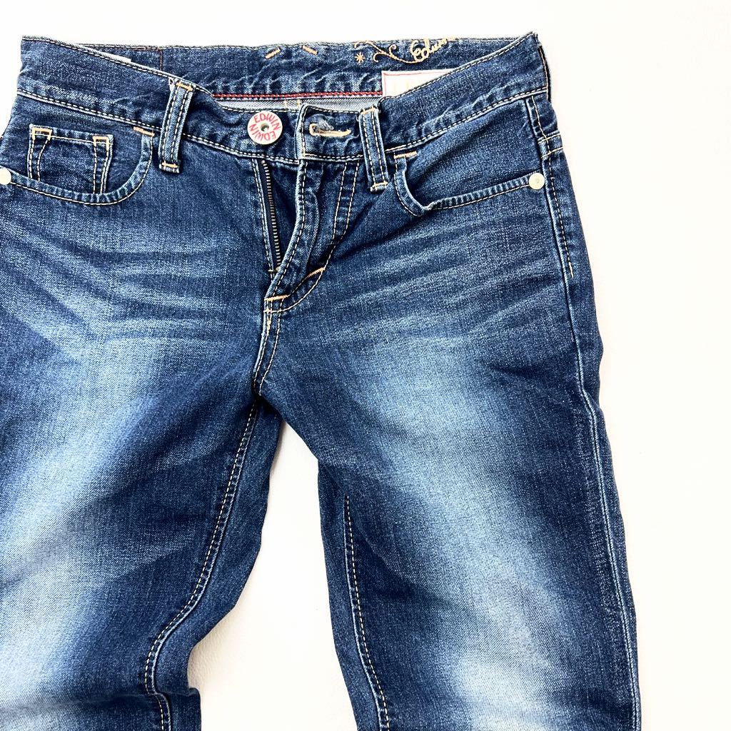  Edwin * EDWIN MX447 Denim брюки джинсы конический Silhouette стрейч нет S индиго цвет .. чувство . максимально высокий! б/у одежда #Ja4749