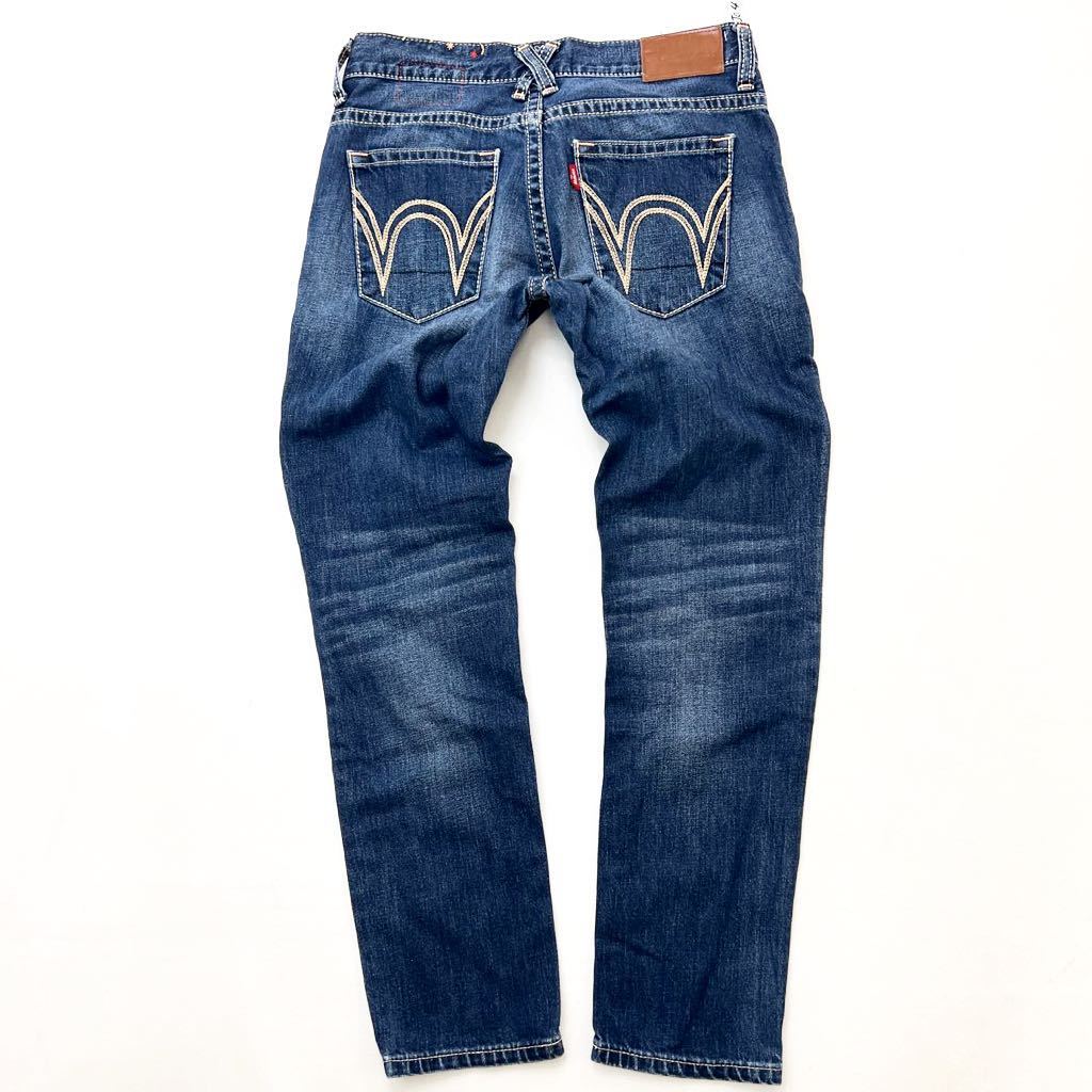  Edwin * EDWIN MX447 Denim pants jeans tapered Silhouette stretch less S indigo color .. feeling . highest! old clothes #Ja4749