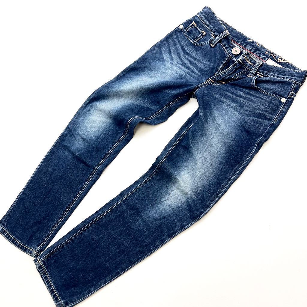  Edwin * EDWIN MX447 Denim pants jeans tapered Silhouette stretch less S indigo color .. feeling . highest! old clothes #Ja4749