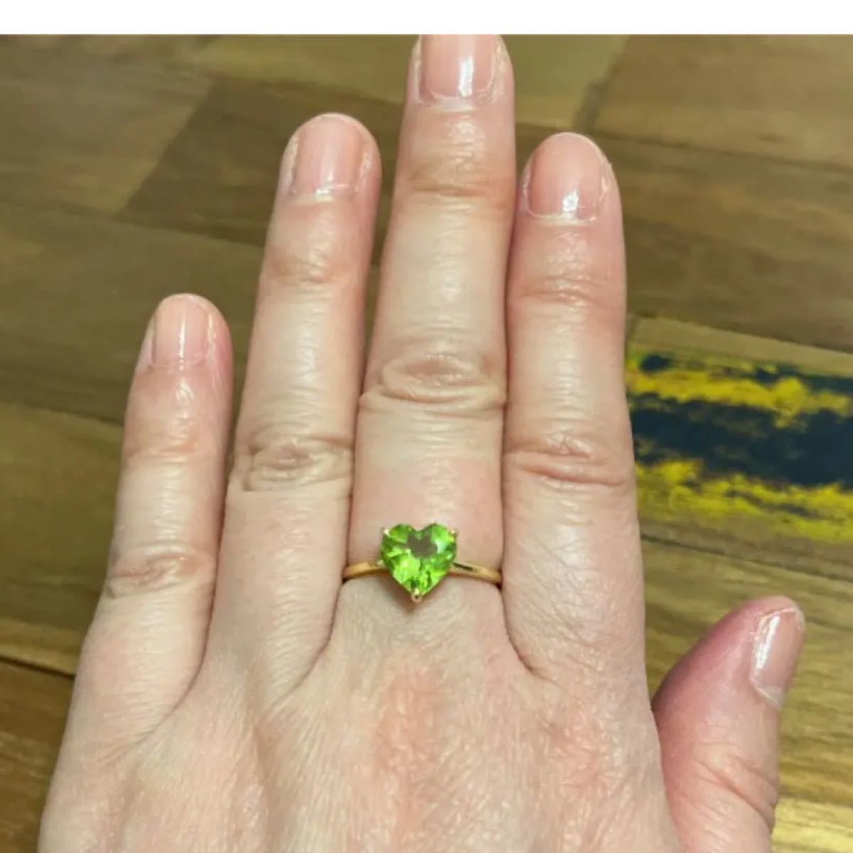 公式 8月誕生石 1.5ct ペリドット ハートリング 鑑別書