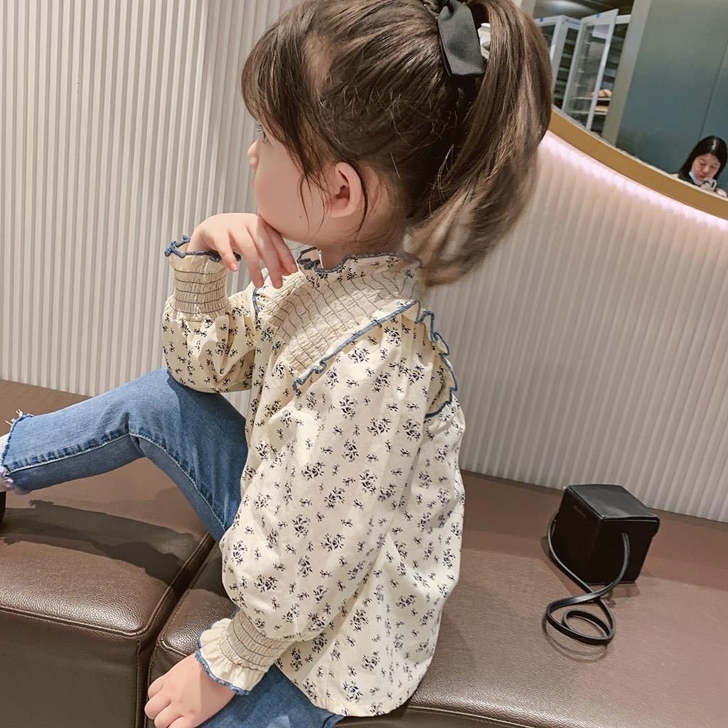  Kids shirt floral print tops blouse One-piece long sleeve girl clothes spring autumn thing 120