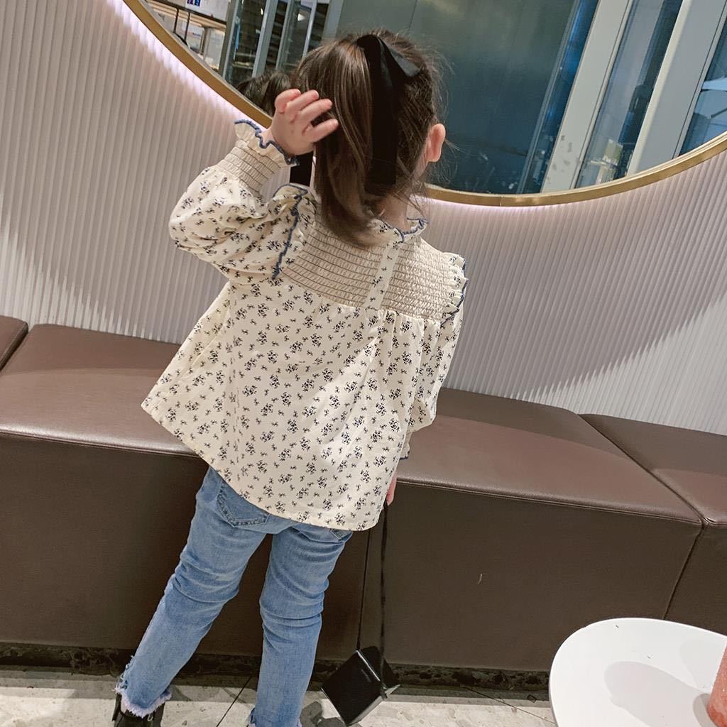  Kids shirt floral print tops blouse One-piece long sleeve girl clothes spring autumn thing 120