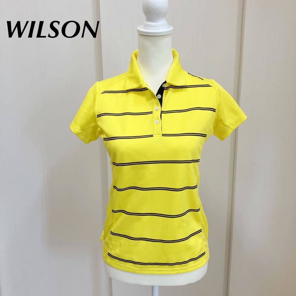 WILLSON ポロシャツ テニスウェア　レディース　半袖ポロシャツ　ボーダー柄　サイズL イエロー