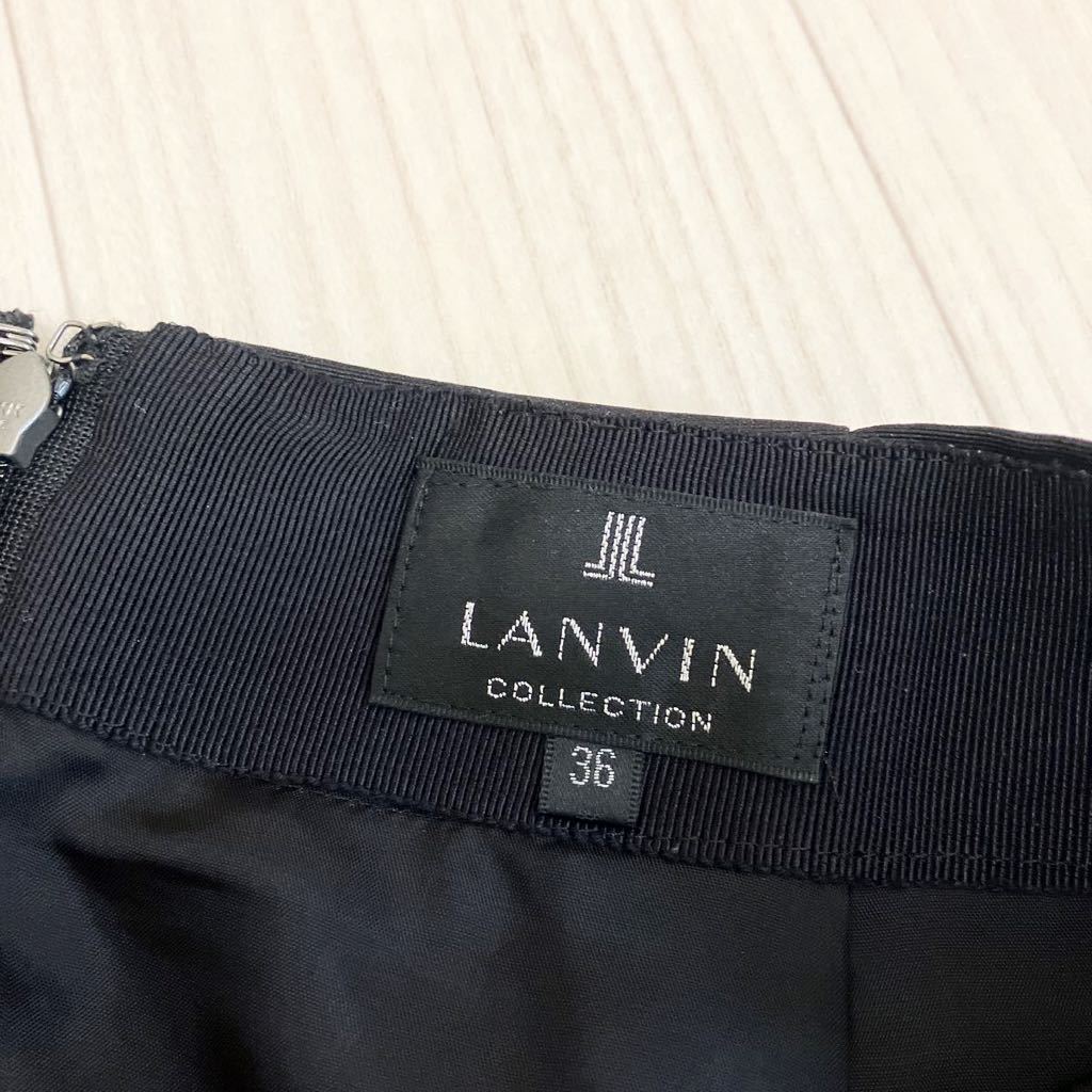 LANVIN ランバン　スカート　ブラック　バラ柄　サイズ36 美品　ポリエステル100% ひざ丈