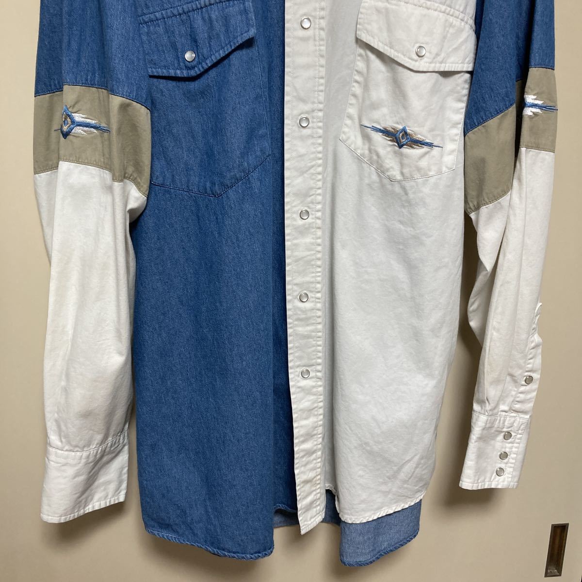 ELY CATTLEMAN 長袖ウエスタンシャツ 刺繍入り L ビンテージ オーバー ...