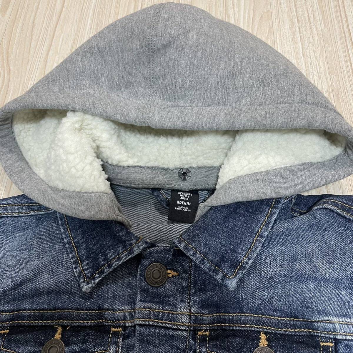 送料無料 H&M エイチアンドエム フード付き ボア デニムジャケット 7