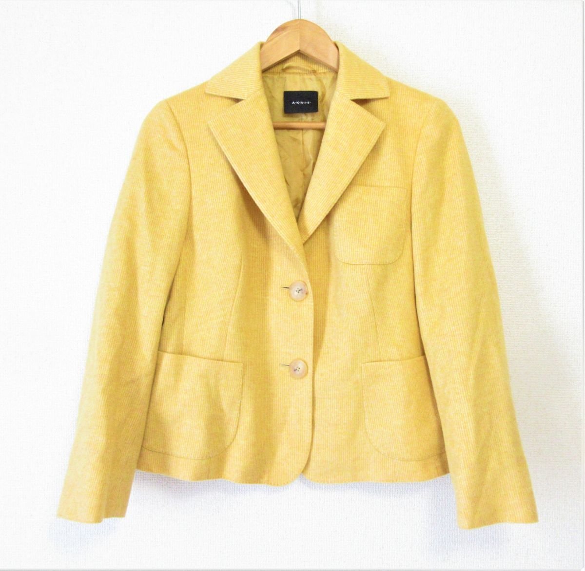 使い勝手の良い】 アクリス AKRIS 美品 カシミヤ100% 黄色 イエロー