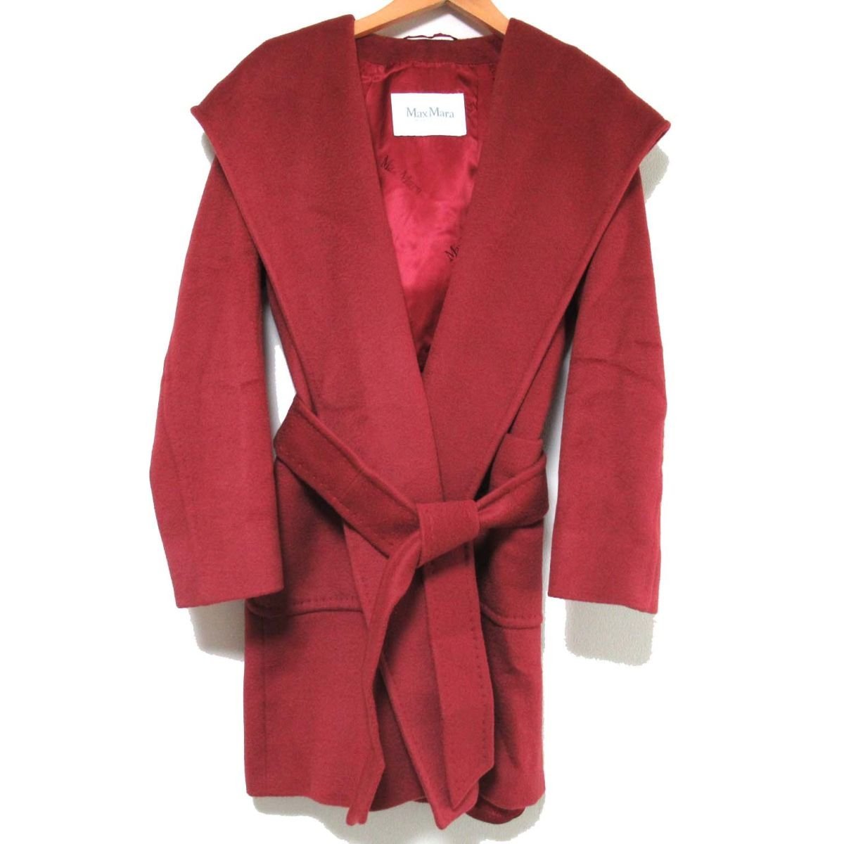 美品 Max Mara マックスマーラ キャメル100% フーディー ベルテッド