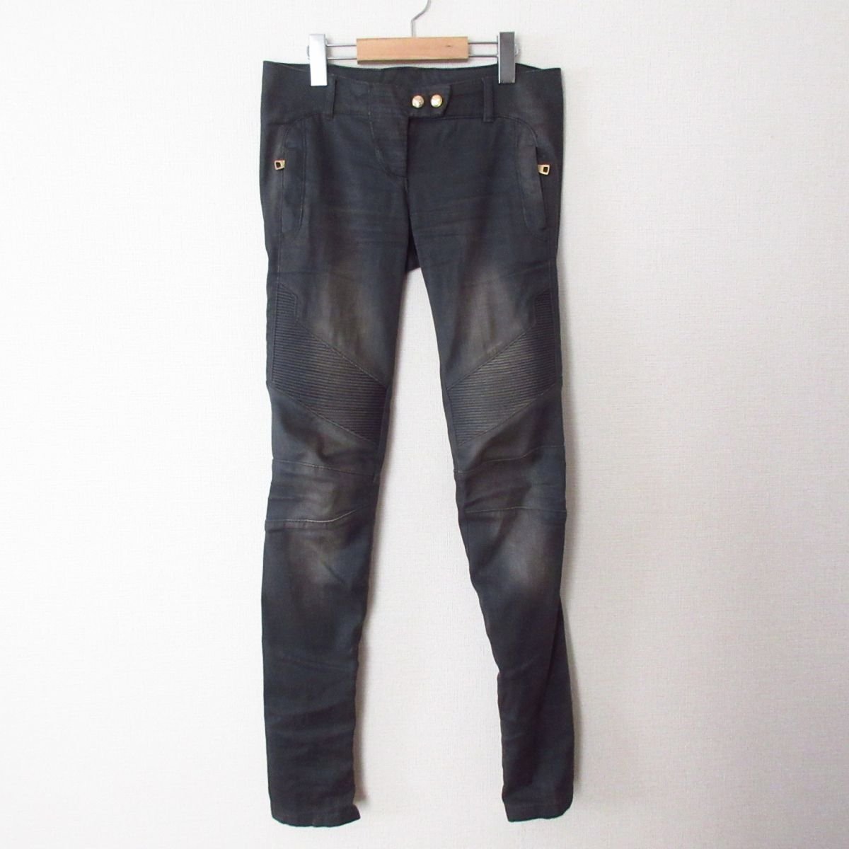 良品 BALMAIN バルマン 裾ジップ ジッパーフライ テーパード スキニー