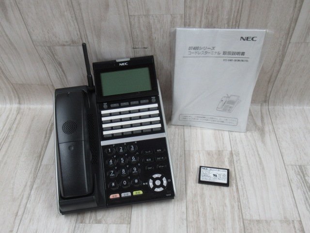 ▲Ω ZQ1 9822♪ 保証有 NEC DTZ-24BT-3D(BK)TEL Aspire UX 24ボタンカールコードレス 電池/取説付 動作OK キレイめ・祝10000!取引突破!!_画像1