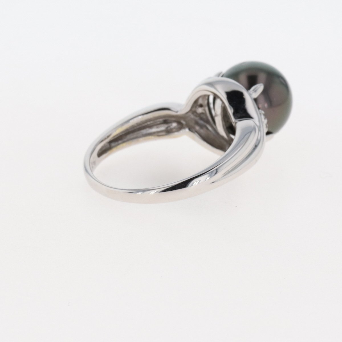 パール デザインリング K14 ホワイトゴールド 指輪 メレダイヤ 真珠