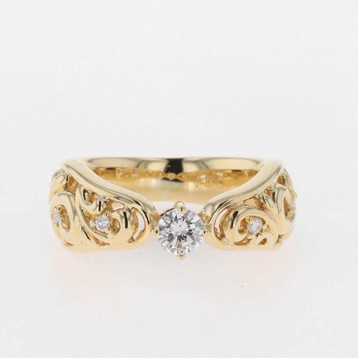 ブランド ダイヤモンド デザインリング K18 イエローゴールド 指輪 