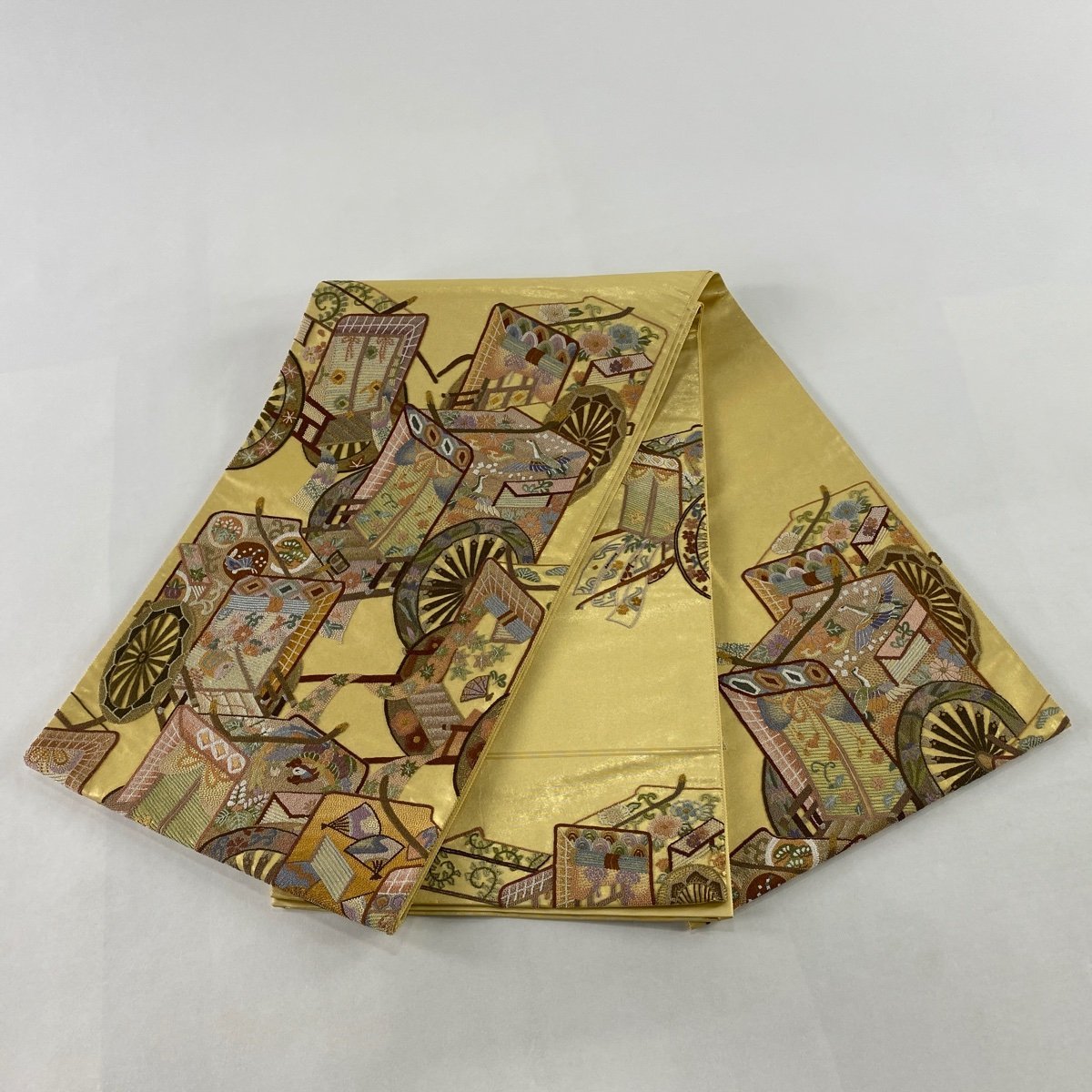 競ナビ】袋帯 美品 逸品 あさきゆめみし 御所車 相良刺繍 箔 金色