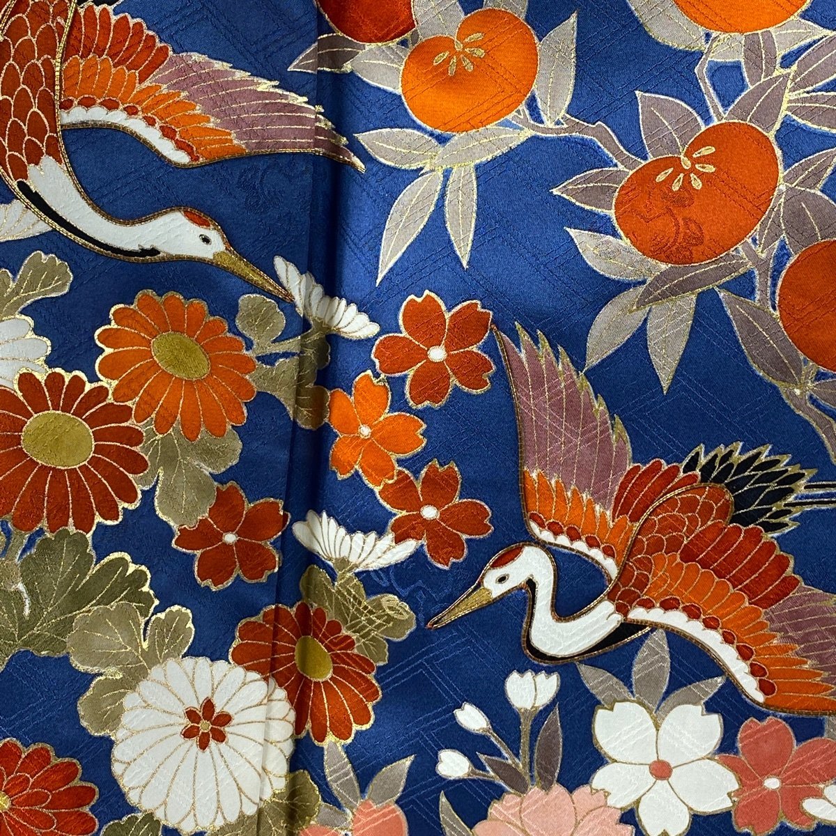 振袖 美品 逸品 落款あり 吾妻徳穂 草花 雲文 金糸 金彩 M 正絹 セット