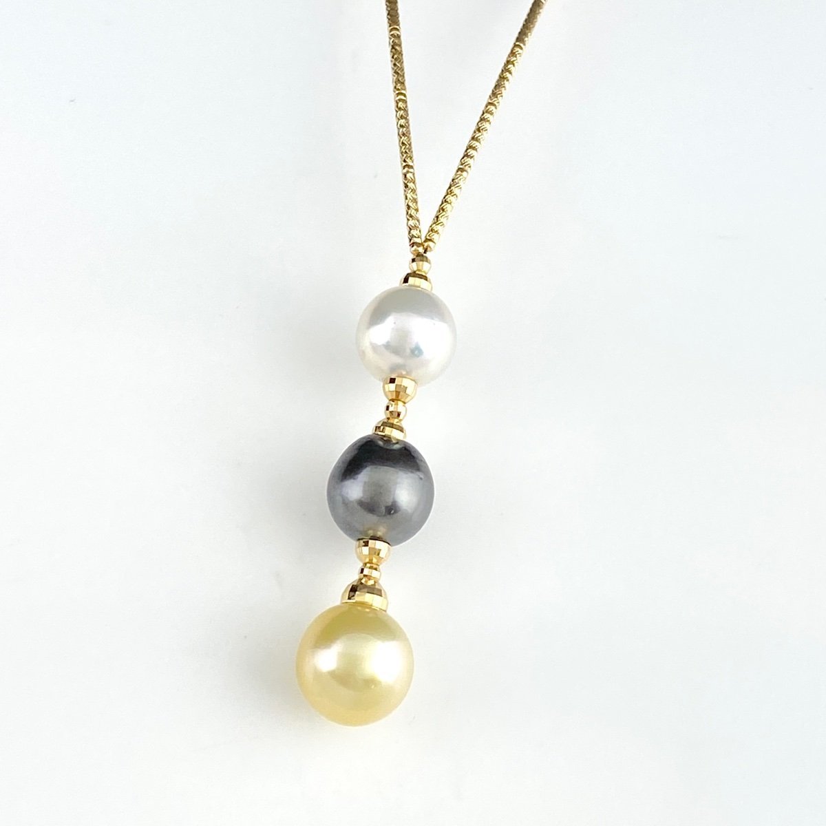 パール デザインネックレス K18 イエローゴールド ペンダント 真珠