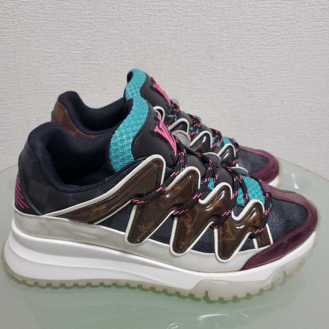 LOUIS VUITTON ルイヴィトン ジグザグライン レザースニーカー 7 約26
