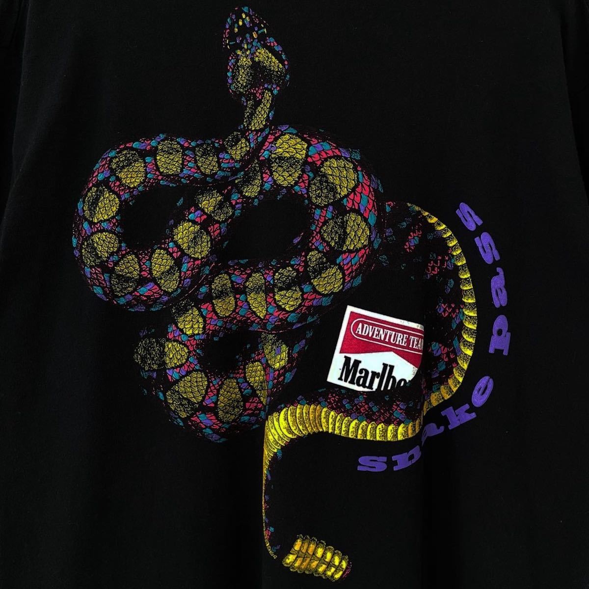 □激レア□90s USA製 MARLBORO スネークパス 煙草 企業 ポケT Tシャツ