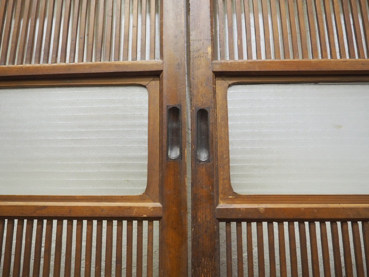 taF0301*(1)[H177cm×W89,5cm]×2 sheets * antique *.. design. old wooden sliding door * fittings glass door .. door sash old Japanese-style house retro L pine 