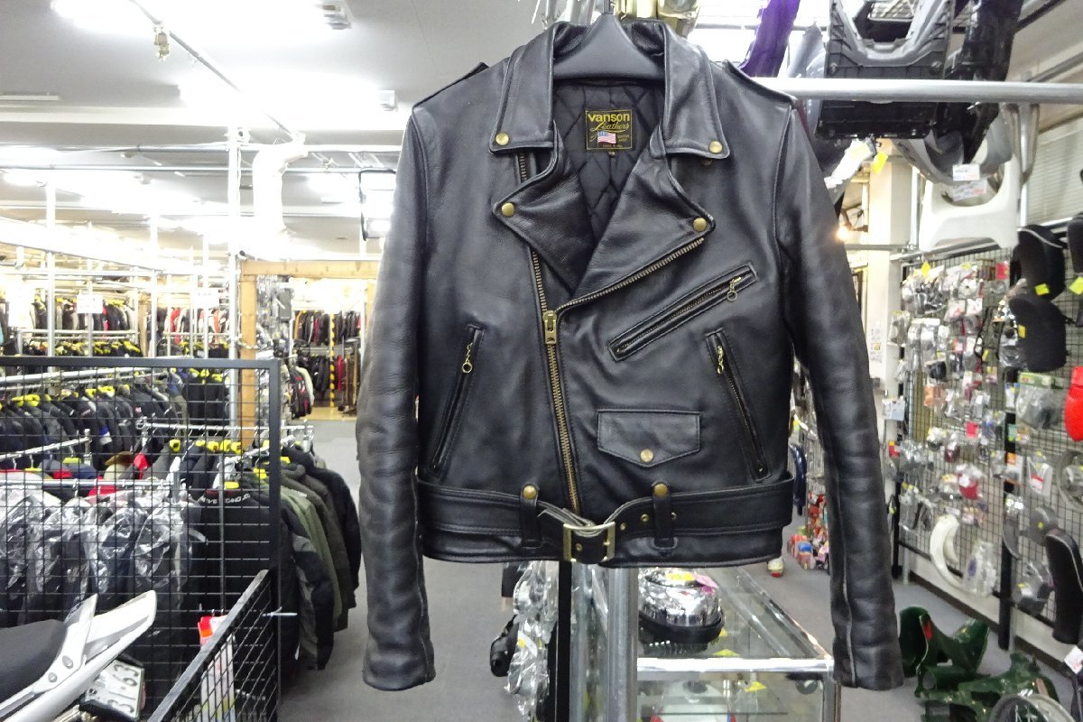 最大の割引 VANSON ダブルレザージャケット ブラック 38インチ