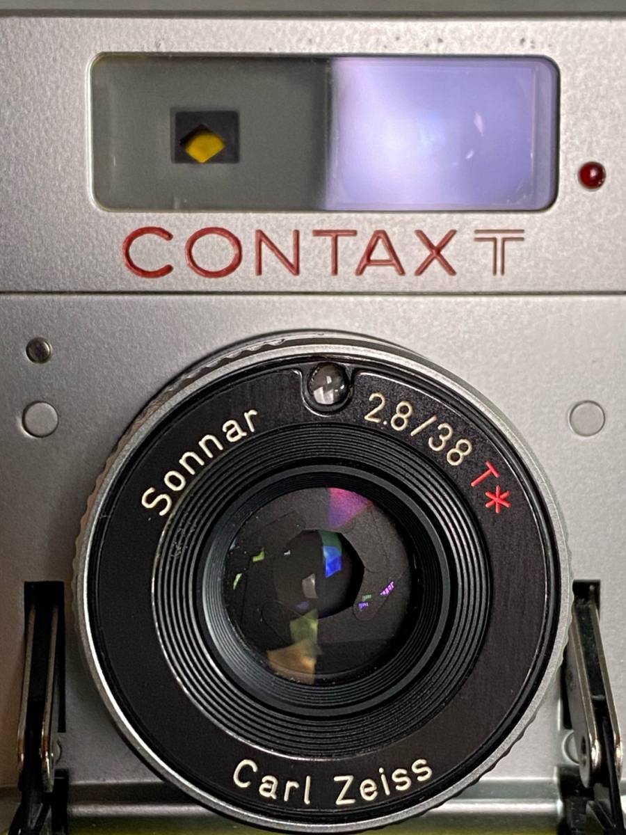 一部動作確認 CONTAX T 初代 シルバー 現状品 Carl Zeiss Sonner 2.8 / 38 ストラップ付 現状品 　検) 高級 コンパクトフィルムカメラ_画像3