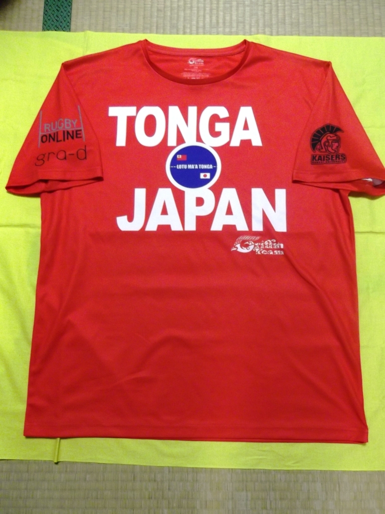 ●トンガ チャリティー Ｔシャツ レッド 2XL 関西大学 関大 ラグビー XXL トンガ ジャパン 非売品 特別仕様 トンガ支援 ワールドカップの画像1