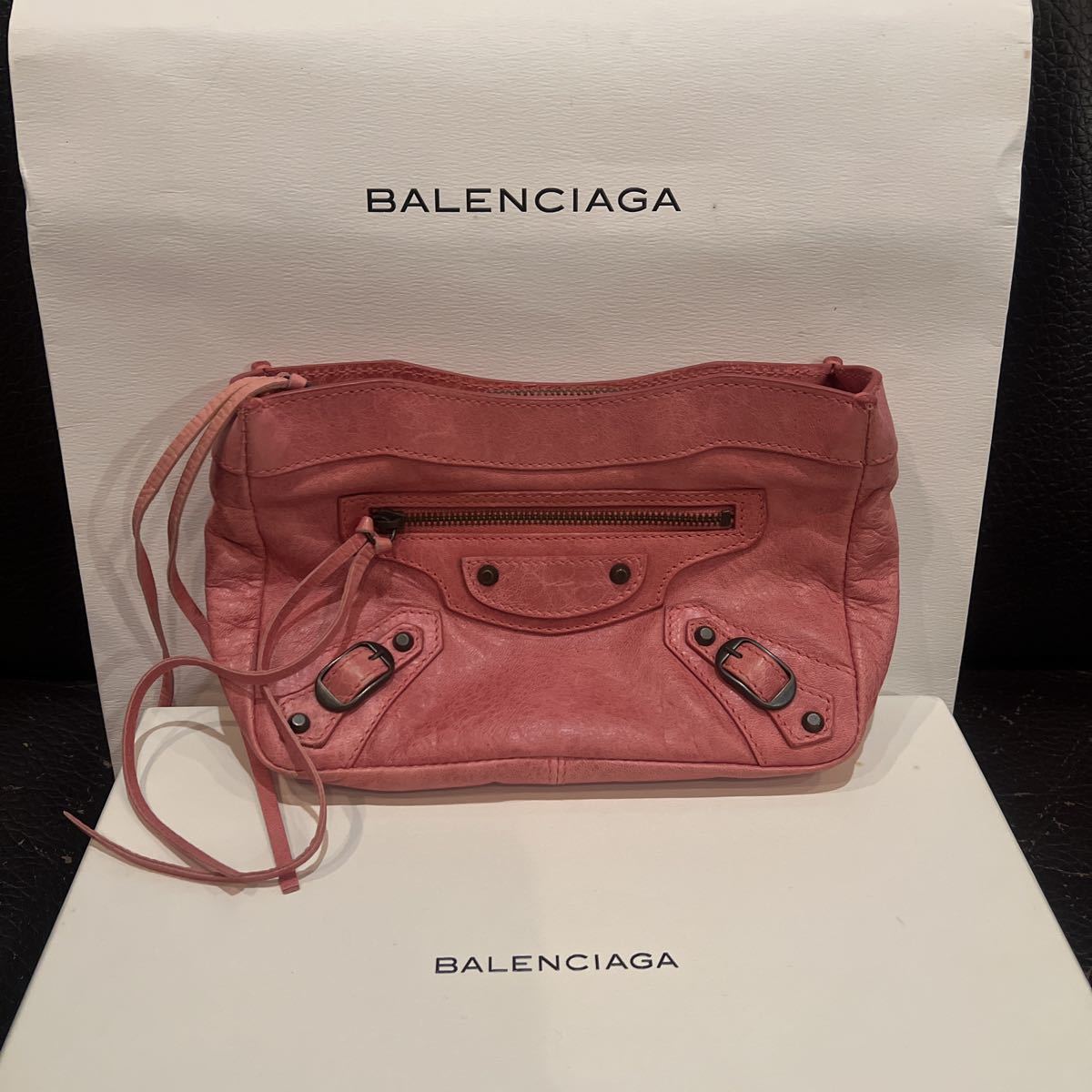 BALENCIAGA バレンシアガ レザーポーチ ピンク fgaeet.org