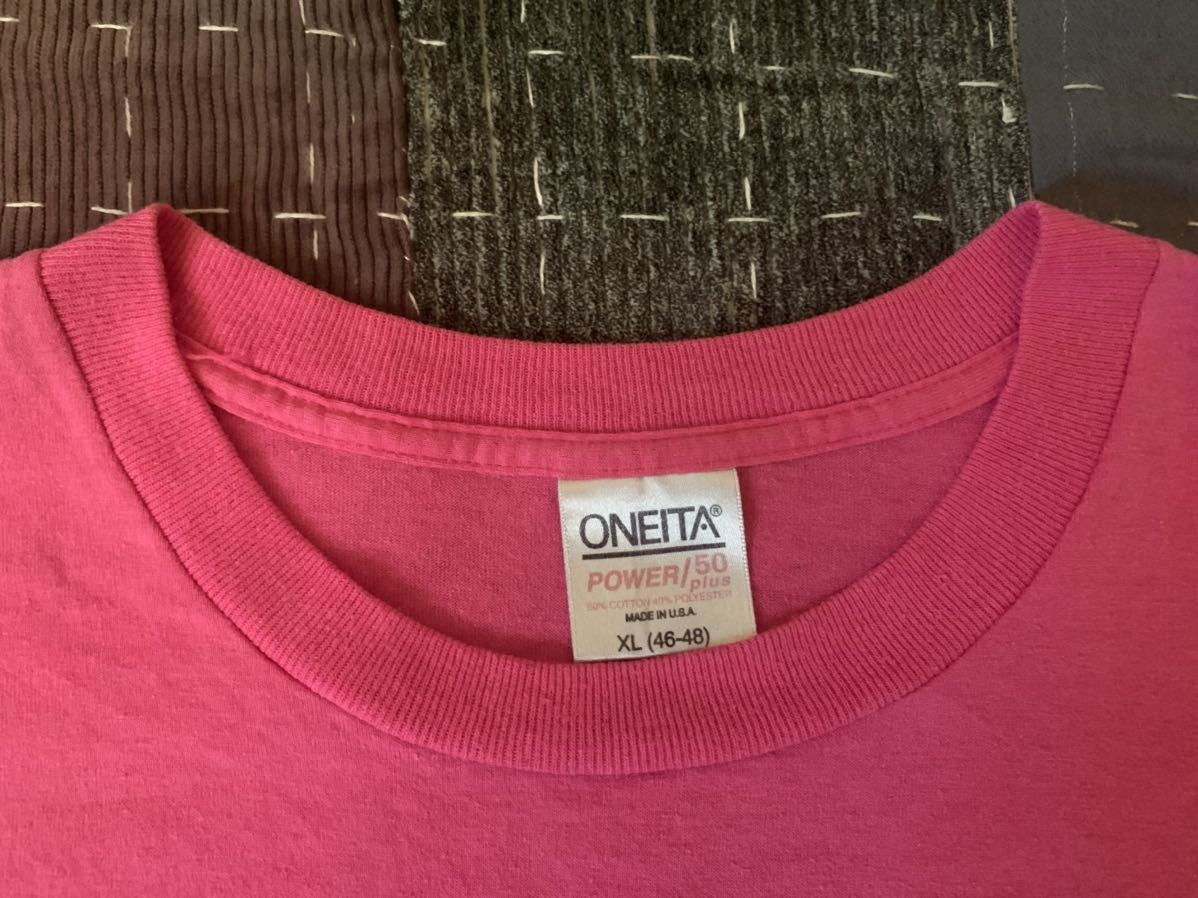 90s XL ONEITA 無地 ピンク vintage Tシャツ アメリカ製 USA製 オニータ ビッグサイズ ブランク_画像5