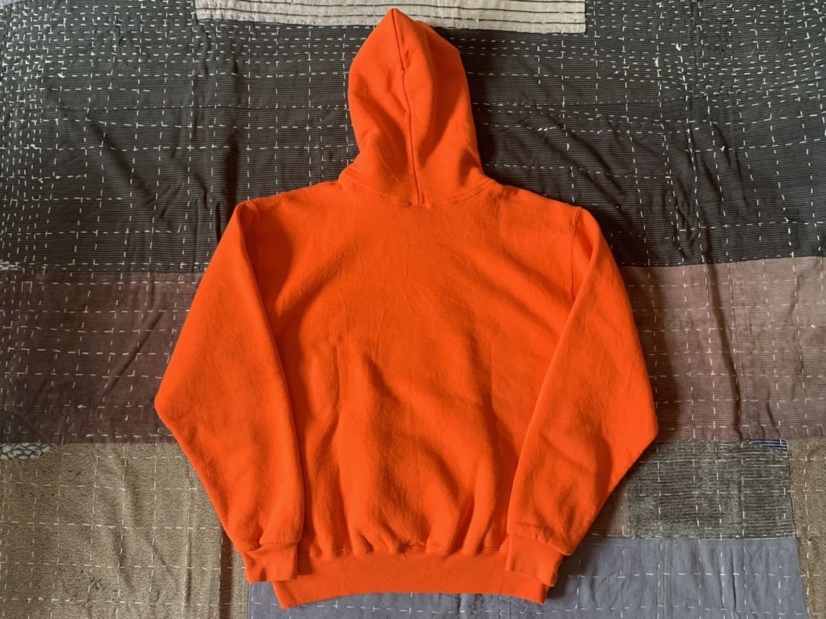 90s L Russell ビンテージ スウェット パーカー USA製 アメリカ製 ラッセル オレンジ 無地 vintage