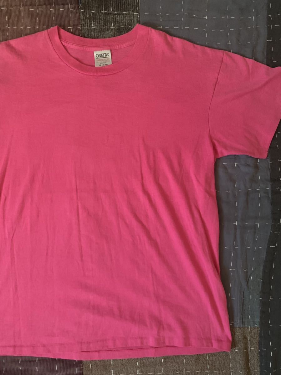 90s XL ONEITA 無地 ピンク vintage Tシャツ アメリカ製 USA製 オニータ ビッグサイズ ブランク