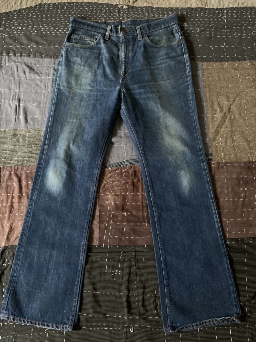 70s 76年製 W36 L32 levi's 517 デニムパンツ 16ボタン 66 前期 シングル USA製 アメリカ製 リーバイス 646 684 501 赤耳 黒カン_画像1