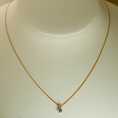ダイヤモンド ネックレス K18PG 一粒 0.4ct 鑑定書付 0.406ct Gカラー